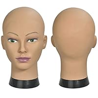 ErSiMan Female Cosmetology Mannequin Head Bald Manikin Head for Wigs Making Wig Display Hat Display Glasses Display Hairdressing Training Head Doll Head with Clamp (A)