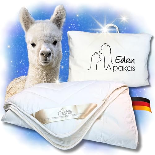 Eden Alpakas | Alpaka Bettdecke | Ganzjahresdecke | Alpaka Decke Mit Füllung Aus 100% Alpakahaar (Premium Qualität) | Bezugsstoff: Naturbelassene Baumwolle (135X200Cm)