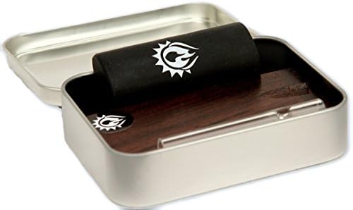 Solstice Accessories Rosewood Smoking Kit | Four Inch Handcrafted Rosewood Tobacco Box, Two Borosilicate Glass Cigarette Holders, Lighter Cover, Three Pipe Cleaners, And Compact Tin Carrying Case