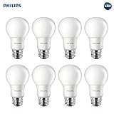 Philips LED Non-Dimmable A19 Frosted Light Bulb: 800-Lumen, 2700-Kelvin, 8.5-Watt (60-Watt Equivalent), E26 Base, Soft White, 8-Pack