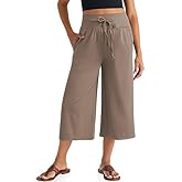 TARSE Wide Leg Cropped Palazzo Pants for Women Culottes with Pockets Summer Gaucho Pants