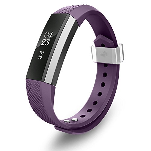 GreenInsync Compatible Fitbit Alta Bands,Replacement for Fitbit Alta Accessory Band Small for Fitbit Alta/Fitbit Alta HR/Fitbit Ace Wristbands with Metal Clasp and Ultrathin Fastener (Deep-Purple)