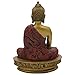 Sakyamuni Buddha Statue, Red and Gold Finish, 5 Inches