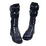 MagiDeal Black 1/6 Scale lace Up Buckle Flat Long Boots Shoes for 12 inch Female Action Figure Body