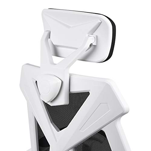 AuAg Gaming Chair Racing Office Chair High Back Computer Desk Chair PU Leather Gaming Chair Ergonomic Adjustable Swivel Gaming Chair with Headrest and Lumbar Support-White - Thumbnail 2