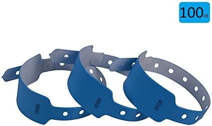 Deep Blue Color Plastic Wristbands With Series Number - 100 Pack Vinyl Wristbands For Events- By Fivepeans (100pcs, deep blue)