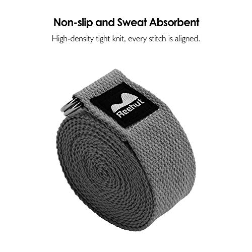 image for REEHUT Yoga Strap 6ft with Ebook - Durable Polyester Cotton Exercise S