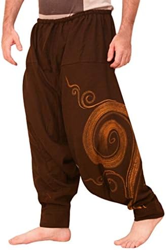 XBDI Men's Printed Pants, Ethnic Printed Style with Pocket Training Yoga Work Sports Trousers Pants