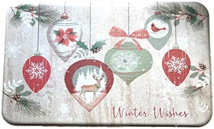 “Winter Wishes” Holiday Ornaments Anti Fatigue Cushioned Chefs Floor Mat 18" x 30"
