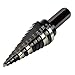 Klein Tools KTSB14 Step Drill Bit #14 Double-Fluted, 3/16 to 7/8-Inch with Easy-to-Read Step Markings and Targets, 3/8-Inch Hex Shank