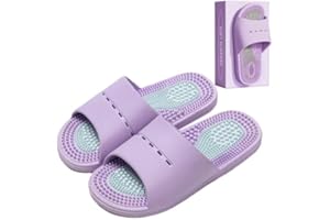 MOTTLED SKY Acupressure Massage Slippers Acupressure Foot Massager Shoes Reflexology Sandals Gift for Men Women Reduce Feet Neuropathy Pain Relief and Tension (Light Purple,US Women 8-9/ Men 6.5-7.5)