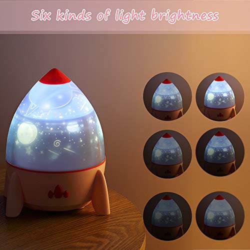 Esonstyle Musical Night Light,360 Rotating Star Lamp Rocket Projection Lamp Baby Musical Lamp with Rechargeable Battery,4 Music Rotating Remote Control and Timer Design Lamp