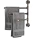 MyGift Wall Mounted Bathroom Towel Rack, Dark Coffee Metal Industrial Pipe Design Swivel 3 Bar Towel Rack