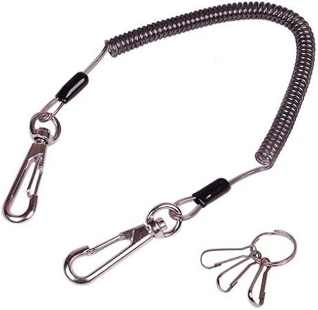Amazon Good L コイルキーチェーン 3強化ワイヤー入り ブラック キーケース キーホルダー 車 バイク