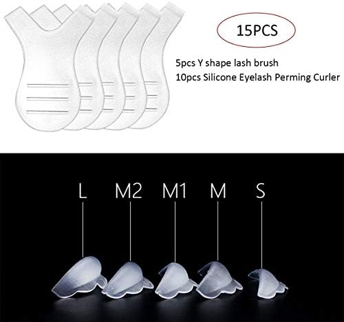 GARYOB Silicone Eyelash Perming Tool Set, Makeup Utensil Reusable Mini Lash Lift DIY Eyelash Perm at Home include 5pairs Eyelash Perming Curler Silicone Pad and 5pcs Y shape lash brush