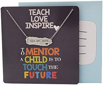 quan jewelryBeautiful Bar Necklace with Pendant, Gift for Teachers, comes with Motivational and Inspirational Quote Greeting Cards