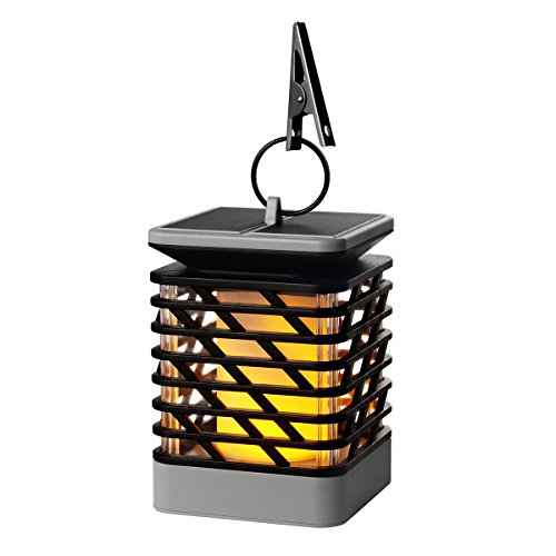 Solar Lights Outdoor, Wireless Waterproof Auto Sensor Hanging LED Umbrella Lantern Security Night Light Warm White for Garden Patio Deck Yard Step Fence Driveway Lawn, Candle flickering flame Effect