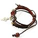 WILD-WIND (TM Christmas Vintage Cross Pendant Braided Multi Strand Leather Wrap Bracelet