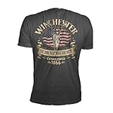 Official Winchester Mens Cotton Southern Rebel Skull Graphic Short Sleeve T-Shirt (XXX-Large, Black)