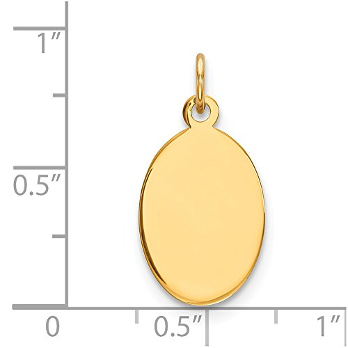 14k Plain .009 Gauge Engravable Oval Disc Charm