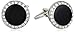 Stacy Adams Men's Round Cuff Link W/blk Enamel, Silver/Crystal, One Size