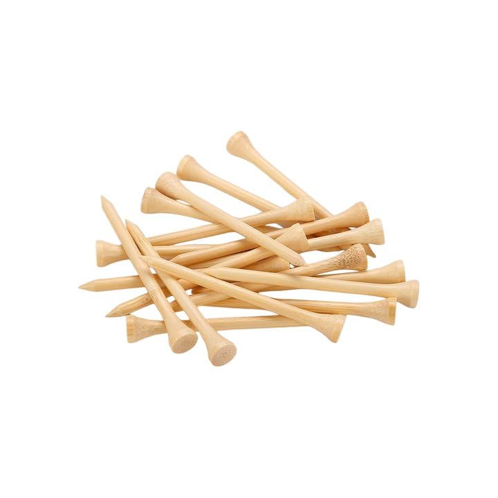 Acpetdr Pack of 50, Golf Tees, Bamboo Golf Tees, Golf Bamboo Ball Rest, Biodegradable, Continuously Reduces Spin and Friction, (7cm)
