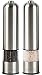 Electric Salt and Pepper Grinder Set - Automatic, Refillable, Battery Operated Stainless Steel Spice Mills with Light - One Handed Push Button Peppercorn Grinders and Sea Salt Mills primary