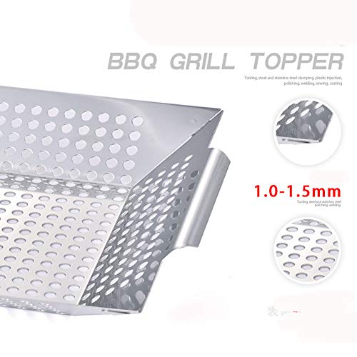 GEMGO Vegetable Grill Basket, Outdoor Grilling Accessories for Grilling Veggies Fish Meat and Shrimp, Use as Grill Topper Barbecue Wok Pan (12 inch)