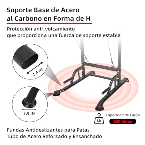 GOHOMKIC Barra para Dominadas, Casa Estación de Dominadas Multifuncional | Barra de Dominadas de Altura Ajustable con Protector de Espalda y Almohadillas para los Codos