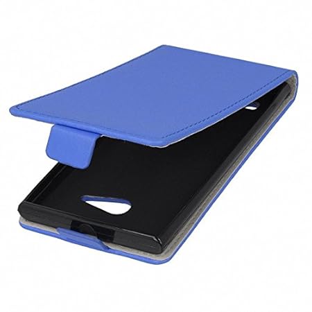König-Shop Flip Schutz Hülle Wiko Lenny 2 Blau Leder-Imitat Slim Flex Schale Bumper