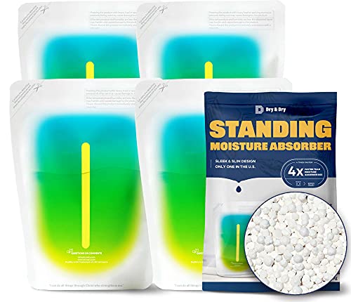 Dry & Dry [4 Packs Standing Moisture Absorbers to Control Excess Moisture for Basement, Closets, Bathrooms, Laundry Rooms - Moisture Absorbers Moisture Absorber