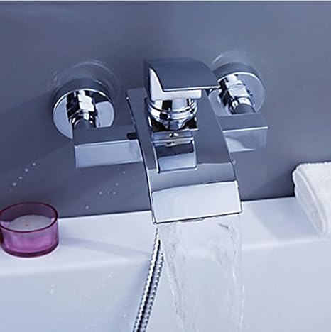 Yanksmart Brass Wall Mounted Waterfall Chrome Faucet Bathroom