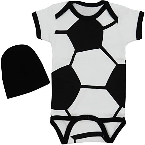 Babyball Clothing Unisex Baby Soccer Short Sleeve Creeper with Hat Small - 3-6 Months