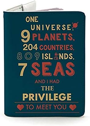 Leather Passport Cover - Passport Holder Case for Men & Women - Wanderlust Collection - Travel Gift (The Privilege To Meet You - Multicolored)
