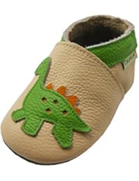 Sayoyo Baby Dinosaurs Soft Sole Beige Leather Infant and Toddler Shoes 6-12Months