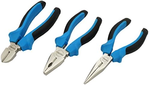 FIXTEC Expert 3-Piece 6" Soft-Grip Pliers Set Long Nose Combination Diagonal Cutting Pliers Set