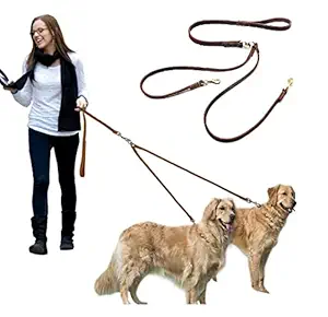 Hachiko:-Heavy Duty Double Leather Dog Leads for All Dogs 120 cm Dog Strap Leash (Brown)