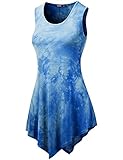 TWINTH Printed Tunic Plus Size Tie Dye Short Sleeve Handkerchief Hem Loose Fit Top