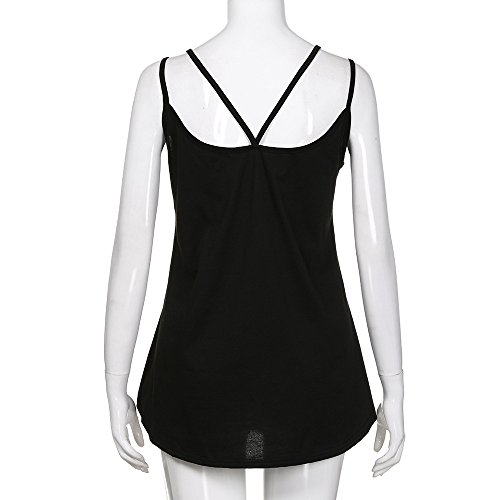 Women's Summer Sleeveless Pleated Back Closure Casual Tank Tops Blouse Shirt Casual Flare Tunic Tshirt Tee Black - Thumbnail 5