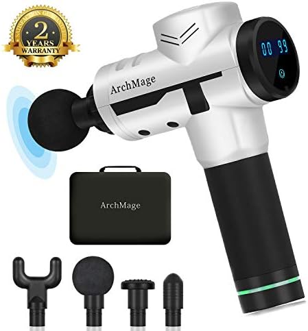 ArchMage Muscle Massage Gun - Handheld Deep Tissue Percussion Massager Gun for Athletes, Deep Relaxation, Full Body Muscle Recovery, and Pain Relief - Cordless, Lightweight, HD Touch Screen