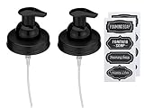 Jarmazing Products Mason Jar Foaming Soap Dispenser Lids - Includes Waterproof Stickers! Black - 2 Pack