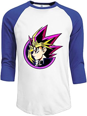 ZHUN Men's Yu-Gi-Oh Dark Magician Logo 3/4 Sleeve Short Sleeve T-shirt L RoyalBlue