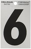 The Hillman Group 840790 3-Inch Black on Silver Reflective Square-Cut Mylar House, Number 6