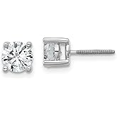18K Yellow Or White Gold Or Platinum Certified Lab Grown Diamond VS+ F+ Round Complete Four Prong Screwback Stud Earrings