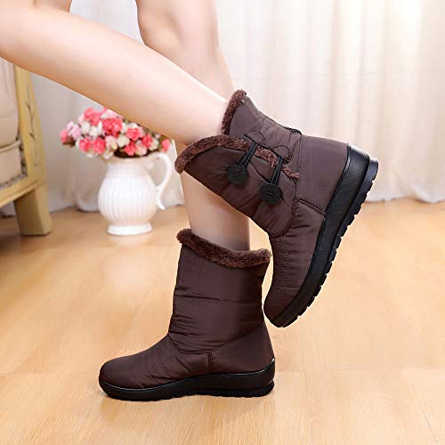 Teresamoon Women's Ladies Winter Waterproof Short Snow Boots Footwear Warm Shoes (Brown/39)