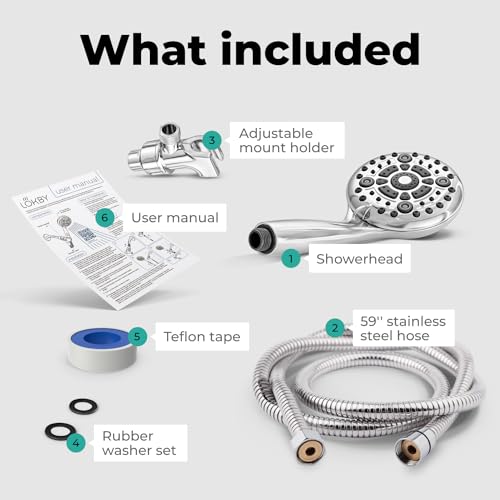 LOKBY High Pressure 6Settings Shower Head with Handheld 5'' Powerful