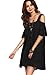 Milumia Women's Cold Shoulder Ruffle Sleeve Shift Dres Black M