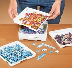 Jumbl JIGSAW PUZZLE SORTER TRAYS - SET OF 8, White, 