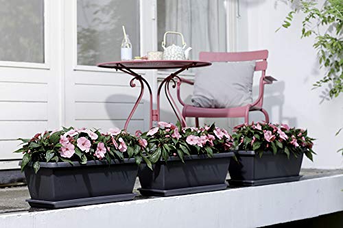 elho Barcelona XL 80 - Übertopf für Balkon & Außen - Ø 77.8 x H 20.3 cm - Schwarz/Anthrazit – Bild 7