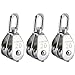 DasMarine 3 Pack M20 Double Pulley Block in 304 Stainless Steel Crane Swivel Hook Double Pulley Roller Loading (M20)